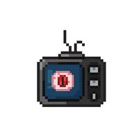 noir la télé avec globe oculaire signe dans pixel art style vecteur