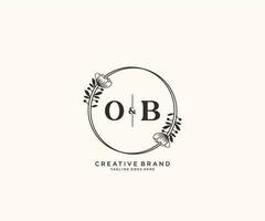 initiale ob des lettres main tiré féminin et floral botanique logo adapté pour spa salon peau cheveux beauté boutique et cosmétique entreprise. vecteur