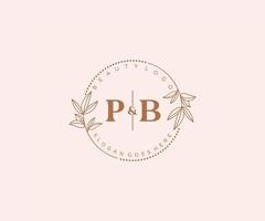 initiale pb des lettres magnifique floral féminin modifiable premade monoline logo adapté pour spa salon peau cheveux beauté boutique et cosmétique entreprise. vecteur