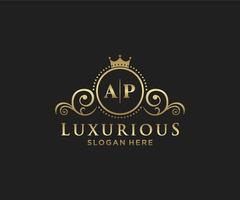 modèle de logo de luxe royal de lettre ap initiale dans l'art vectoriel pour le restaurant, la royauté, la boutique, le café, l'hôtel, l'héraldique, les bijoux, la mode et d'autres illustrations vectorielles.