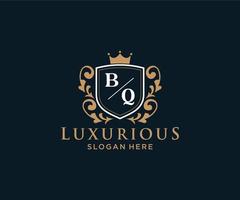 modèle initial de logo de luxe royal de lettre bq dans l'art vectoriel pour le restaurant, la royauté, la boutique, le café, l'hôtel, l'héraldique, les bijoux, la mode et d'autres illustrations vectorielles.