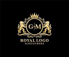 modèle initial de logo de luxe gm lettre lion royal dans l'art vectoriel pour le restaurant, la royauté, la boutique, le café, l'hôtel, l'héraldique, les bijoux, la mode et d'autres illustrations vectorielles.