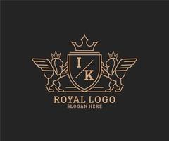 initiale je lettre Lion Royal luxe héraldique, crête logo modèle dans vecteur art pour restaurant, royalties, boutique, café, hôtel, héraldique, bijoux, mode et autre vecteur illustration.