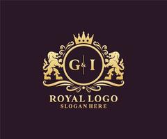 modèle de logo de luxe royal lion lettre initiale gi dans l'art vectoriel pour le restaurant, la royauté, la boutique, le café, l'hôtel, l'héraldique, les bijoux, la mode et d'autres illustrations vectorielles.