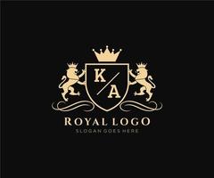 initiale ka lettre Lion Royal luxe héraldique, crête logo modèle dans vecteur art pour restaurant, royalties, boutique, café, hôtel, héraldique, bijoux, mode et autre vecteur illustration.