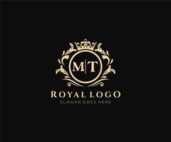 initiale mt lettre luxueux marque logo modèle, pour restaurant, royalties, boutique, café, hôtel, héraldique, bijoux, mode et autre vecteur illustration.