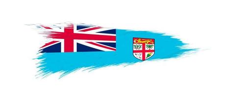 drapeau de Fidji dans grunge brosse accident vasculaire cérébral. vecteur