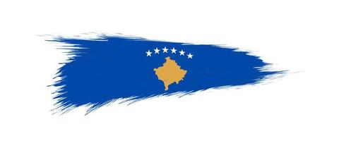 drapeau de kosovo dans grunge brosse accident vasculaire cérébral. vecteur