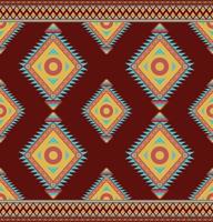 ethnique populaire géométrique sans couture modèle dans rouge, Orange et cyan Ton dans vecteur illustration conception pour tissu, tapis, tapis, foulard, emballage papier, tuile et plus