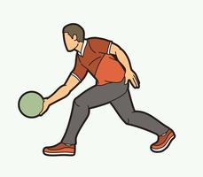 pose de joueur de sport de bowling vecteur