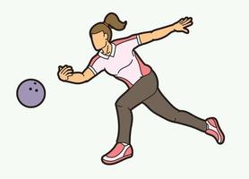 joueur de bowling sport femme vecteur