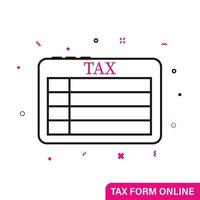 impôt en ligne forme sur tablette vecteur