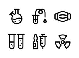 ensemble simple d'icônes de ligne vectorielle liées au laboratoire. contient des icônes comme tube de flacon, produit chimique, masque médical, vaccin et plus encore. vecteur