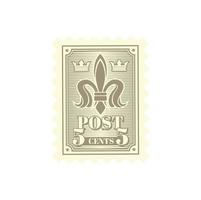 antique carte postale, affranchissement timbre avec héraldique lis vecteur