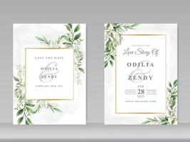 cartes d & # 39; invitation de mariage avec motif floral de verdure vecteur