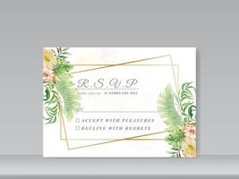 cartes d & # 39; invitation de mariage avec motif floral de verdure vecteur