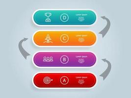modèle d'éléments d'infographie de chronologie verticale avec des icônes 4 étapes vecteur