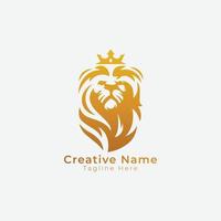 or Lion logo avec couronne modèle, Lion visage de face veiw avec couronne logo, vecteur eps fichier