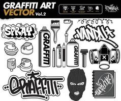 une ensemble de graffiti art vecteur. graffiti outils et autocollant conceptions. rue art Urbain thème dans modifiable vecteur