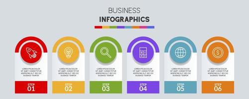 infographie conception modèle et Icônes avec 6 les options ou 6 pas vecteur