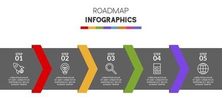 infographie conception modèle et Icônes avec 5 les options ou 5 pas vecteur