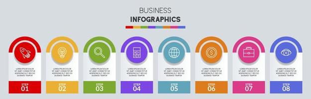 infographie conception modèle et Icônes avec 8 les options ou 8 pas vecteur