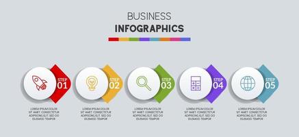 infographie conception modèle et Icônes avec 5 les options ou 5 pas vecteur