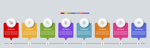 infographie conception modèle et Icônes avec 8 les options ou 8 pas vecteur