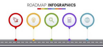 infographie conception modèle et Icônes avec 5 les options ou 5 pas vecteur