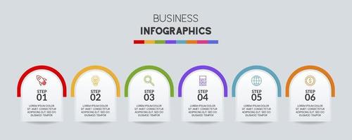 infographie conception modèle et Icônes avec 6 les options ou 6 pas vecteur