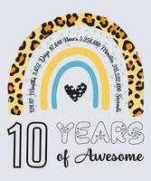 10e anniversaire t-shirt, 10 ans de génial, typographie conception, Étape importante anniversaire cadeau vecteur