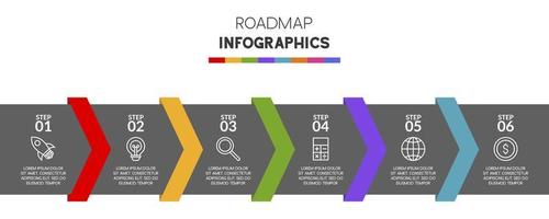 infographie conception modèle et Icônes avec 6 les options ou 6 pas vecteur