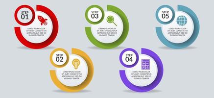 infographie conception modèle et Icônes avec 5 les options ou 5 pas vecteur