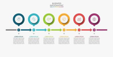 modèle infographique de cercle de flèche 6 étapes vecteur