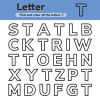 feuille de travail éducative pour les enfants d'âge préscolaire et scolaire. des lettres. trouver et colorier. vecteur