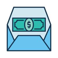 USD argent dans ouvert enveloppe vecteur commission concept coloré icône