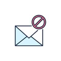 interdire signe sur enveloppe vecteur email interdiction concept coloré icône