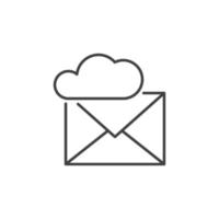 nuage avec enveloppe vecteur en ligne email concept mince ligne icône