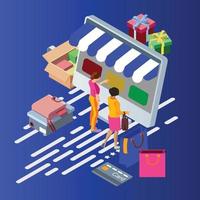 en ligne faire du shopping vecteur