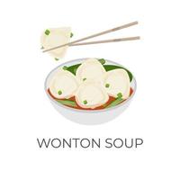 épicé sichuan wonton soupe Dumplings illustration logo vecteur