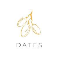 Jaune Date fruit ligne art illustration logo vecteur