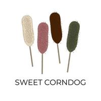 logo illustration de sucré mozzarella corndog avec divers les saveurs vecteur