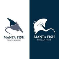 manta poisson ou Raie logo conception vecteur ancien illustration patin poisson océan