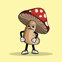 triste champignon personnage dessin animé vecteur illustration