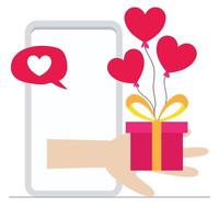 message en ligne montrant l'amour. illustration vectorielle de Saint Valentin carte vecteur