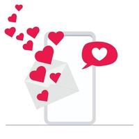 le courrier apparaît sur le mobile avec un message de cœur. aime le vecteur de la Saint-Valentin.