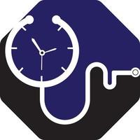 modèle de logo vectoriel de temps médical. cette conception utilise le symbole du stéthoscope.