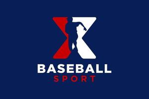 lettre X base-ball logo icône vecteur modèle.