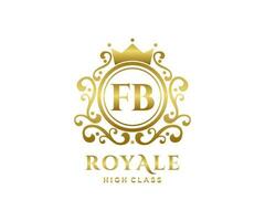 d'or lettre fb modèle logo luxe or lettre avec couronne. monogramme alphabet . magnifique Royal initiales lettre. vecteur