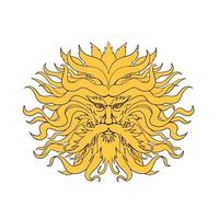 Helios, dieu grec de la tête du soleil, dessin couleur vecteur